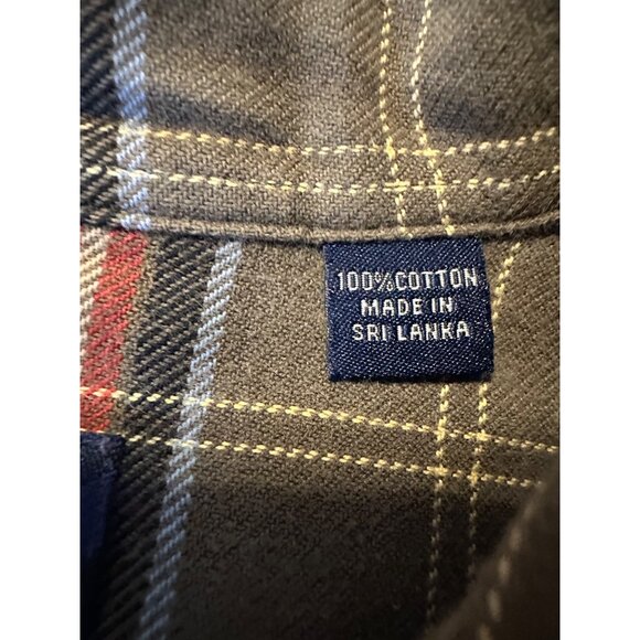 Austin Reed Mens L Cotton Flannel Plaid Shirt Suede Elbow Patches pockets chore - Picture 7 of 14